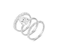 Aotiwe Moissanite, set di 3 anelli di promessa con moissanite a forma di pera, regalo carino per le donne, O 1/2, Platino 950, Moissanite