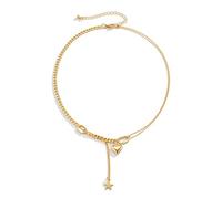 Aotiwe Multi Layer Collane, Gioielli Ciondolo Donna Cuore Stella Asimmetrico Gioielli Donna Gioielli Festa delle Meres, Placcato oro, Senza Gemme