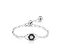 Aotiwe Ring Frauen Offen, Ring Damen Silber Set Augenverstellbare Kette mit Rundschliff Weiß Zirkonia 925 Silber