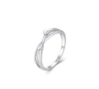 Aotiwe Ring Silber, Freundschaftsringe Silber 925 Kreuz In Herzform mit Rundschliff Weiß Zirkonia, 57 (18.1), 925 Silber, Zirconia