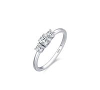 Aotiwe Ring Zeigefinger Damen, Zarter Ring Silber Eleganter Dreistein mit Rundschliff Weiß Zirkonia 925 Silber, 60 (19.1), 925 Silber, Zirconia