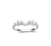 Aotiwe Ringe Damen 925 Silber, Ring Zeigefinger Damen Silber Edelstein mit Flügelblatt-Einfassung mit Weiß Zirkonia, 49 (15.6), 925 Silber, Zirconia