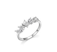 Aotiwe Ringe Damen 925 Silber, Verlobungsring Damen Silber Geometrie 5 Stein mit Rundschliff Weiß Zirconia, 57 (18.1), 925 Silber, Zirconia