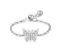 Aotiwe Ringe Frauen Silber 925, Ringe Damen Silber Verstellbare Kette mit Schmetterlingsmotiv mit Rundschliff Weiß Zirkonia Größe Verstellbar