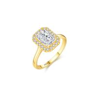 Aotiwe Ringe Frauen Vergoldet, Verlobungsring Damen Vintage Rechteckiger Heiligenschein mit Weiß Zirkonia 925 Silber, 60 (19.1), 925 Silber, Zirconia