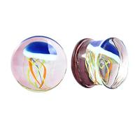 Aotiwe Set di 2 dilatatori tunnel dilatatori piercing viola rotondo con stella marina pietra orecchini piercing, 12mm, Pietra, Senza Gemstone