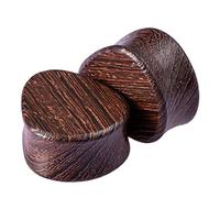Aotiwe Set di 2 tunnel, estensori a forma di goccia, colore marrone scuro, 22mm, Legno, Senza Gemstone
