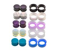 Aotiwe Set di 20 tunnel per orecchio, per allungare le orecchie, in silicone, con pietre rotonde e pneumatici, 10mm, Silicone, Senza Gemstone
