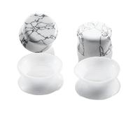 Aotiwe Set di 4 orecchini a tunnel e spilli turchesi per pneumatici, in silicone, 8mm, Silicone, Senza Gemstone