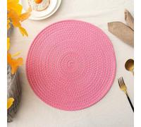 Aotiwe Set di 8 tovagliette in stile vintage, stile rustico, 30 cm, rotonde, rosa e argento, cotone