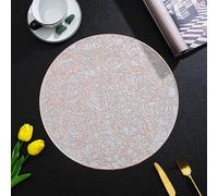 Aotiwe Set di 8 tovagliette XXL, 38 cm, texture con linee irregolari, in PVC, oro rosa