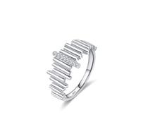 Aotiwe Set di anelli da donna, anelli da donna in argento 925 linee verticali irregolari con taglio rotondo zirconi bianchi, 12 (16,6), argento 925, Zirconia cubica