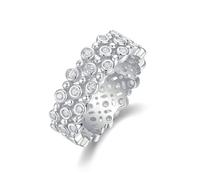 Aotiwe Set di anelli da donna Eternity da 6 mm con moissanite da 0,78 ct, in oro bianco, R 1/2, Platino 950, Moissanite