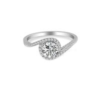 Aotiwe Set di anelli da donna in argento 925, classico, con 4 griffe e moissanite rotonda da 0,8 ct, 53 (16.9), Argento, Moissanite