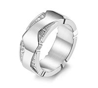 Aotiwe Set di anelli in acciaio inox, regalo per la migliore amica, personalizzabile, adatto per amicizia e amore, Acciaio inossidabile, Zirconie sintetico