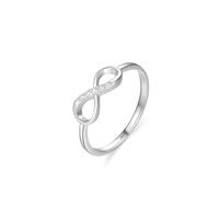 Aotiwe Set di anelli in argento 925 da donna, in acciaio inox, da donna, in argento, forma infinita con taglio rotondo, zirconi bianchi, 12 (16,6), argento 925, Zirconia cubica
