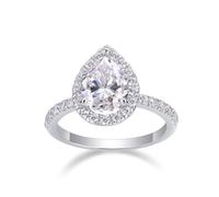 Aotiwe Set di anelli per amici, da donna, con moissanite a forma di pera da 1,5 ct, in argento e oro bianco/platino, P 1/2, Platino, Moissanite