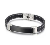 Aotiwe Set di bracciali da uomo, in pelle, punk, minimalista, in acciaio, regalo per il futuro papà, 21 cm, Pelle, Senza Gemstone