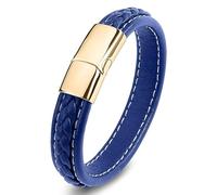 Aotiwe Set di bracciali per adulti, cinturino in pelle, motivo geometrico in acciaio, regalo marito, 16.5CM, Pelle, Senza Gemstone