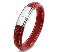 Aotiwe Set di bracciali per adulti, cinturino in pelle, motivo geometrico in acciaio, regalo marito, 18.5CM, Pelle, Senza Gemstone
