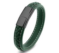 Aotiwe Set di bracciali per adulti, cinturino in pelle, motivo geometrico in acciaio, regalo marito, 20 cm, Pelle, Senza Gemstone