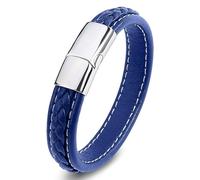 Aotiwe Set di bracciali per adulti, cinturino in pelle, motivo geometrico in acciaio, regalo marito, 20 cm, Pelle, Senza Gemstone