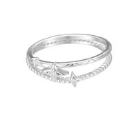 Aotiwe Set di fedi nuziali per lei, anelli alla moda da donna con stelle con diamante in oro giallo, regali unici per donna, R 1/2, Platino 950, Diamante