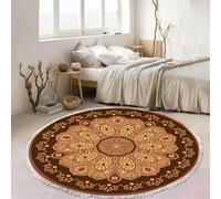 Aotiwe Set di tappeti per camera da letto, piccolo tappeto 4x4 rosso scuro rotondo motivo mandala, in poliestere, ideale per sala da pranzo, decorazione per la casa