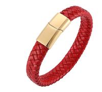 Aotiwe Simpatici Bracciali Bracciali Uomini Bracciale In Pelle Intrecciato Cordino Con Fibbia Magnetica In Stile Semplice In Acciaio, 20.5CM, Pelle, Senza Gemstone