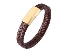 Aotiwe Simpatici Bracciali Bracciali Uomini Bracciale In Pelle Intrecciato Cordino Con Fibbia Magnetica In Stile Semplice In Acciaio, 16.5CM, Pelle, Senza Gemstone