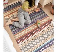 Aotiwe Tappeto da cucina colorato, 1,2 x 1,8 m, stile boho, rettangolare, motivo geometrico con nappe, cotone e lino