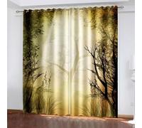 Aotiwe Tenda da bagno, stile bohémien, per soggiorno, con alberi psichedelici, in poliestere, 2 pannelli, 203,2 x 160 cm