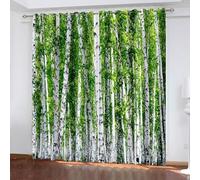 Aotiwe Tenda da cucina in stile boho oscurante, 2 pezzi, verde, bianco, alberi, paesaggio, poliestere, 264 x 274 cm