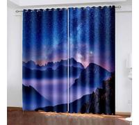 Aotiwe Tenda per porta d'ingresso, tende moderne blu scuro viola montagne e cielo stellato paesaggio poliestere 2 pannelli 487,7 x 243,8 cm