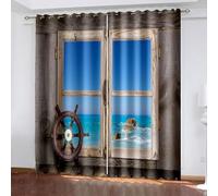 Aotiwe Tende Boemia Estetica Vintage Grigio Blu Marino Finestra Poliestere 2 Pannelli 467,4 x 229 cm