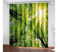 Aotiwe Tende Boemia Vintage Alberi Verdi e Paesaggio Sole Poliestere 2 Pannelli 213,4 x 243,8 cm