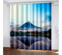 Aotiwe Tende completamente oscuranti, tenda per soggiorno e camera da letto, blu, verde, grigio, monte Fuji Lake Landscape poliestere, 2 pannelli, 487,7 x 228,6 cm