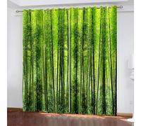 Aotiwe Tende da cucina verdi, per sala da pranzo, casale con alberi, in poliestere, 2 pannelli, 274,3 x 213,4 cm