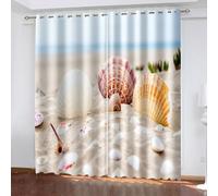 Aotiwe Tende da soggiorno country, tenda per soggiorno per finestre kaki spiaggia conchiglie poliestere 2 pannelli 487,7 x 228,6 cm