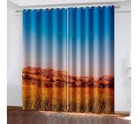 Aotiwe Tende da soggiorno moderne, tende da bagno per le donne marrone blu paesaggio montano poliestere 2 pannelli 172,7 x 160 cm