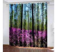 Aotiwe Tende neutre per soggiorno, tende da cucina in stile bohémien occidentale verde fucsia paesaggio alberi e fiori in poliestere 2 pannelli 304,8 x 213,4 cm