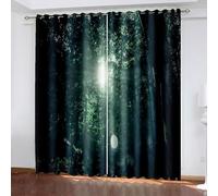 Aotiwe Tende oscuranti da viaggio, stile bohémien, per esterni, colore nero, verde, alberi e sole, in poliestere, set da 2 pezzi, 468 x 214 cm