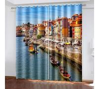 Aotiwe Tende oscuranti per finestra, pannelli per soggiorno colorati La città di Venezia in poliestere 2 pannelli 426,7 x 182,9 cm