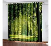 Aotiwe Tende per Finestre Cucina Tende per Soggiorno Stile Casale Alberi Verdi e Paesaggio Sole Poliestere 2 Pannelli 487x243,8 cm