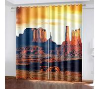 Aotiwe Tende uniche per sala da pranzo, eleganti tende per soggiorno arancione giallo marrone monument valley paesaggio poliestere 2 pannelli 193 x 228,6 cm