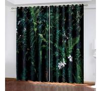 Aotiwe Tende verdi uniche, set di tende a pannello con fiori e foglie, in poliestere, 2 pannelli, 304,8 x 243,8 cm