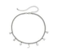 Aotiwe Una collana da donna, collana con stella e luna regalo per mamma, regalo di compleanno, Placcato argento, Senza Gemme