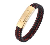 Aotiwe Uomini Bracelets, Bracciale Uomo Pelle Intrecciato Cordoncino In Stile Semplice In Acciaio, 18.5CM, Pelle, Senza Gemstone
