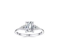 Aotiwe Verlobungsring 925 Sterling Silber, Wedding Ring Silber 4 Krallen Rechteckform mit Weiß Zirkonia, 49 (15.6), 925 Silber, Zirconia