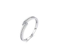 Aotiwe Verlobungsring Frau, Knuckle Ring Silber Einfache Linien mit Rundschliff Weiß Zirkonia 925 Silber, 54 (17.2), 925 Silber, Zirconia